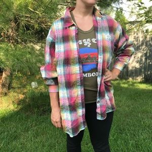 Plaid button down top